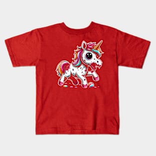 Zombie Unicorn Fantasy Art unocorns lover cute and scary Kids T-Shirt